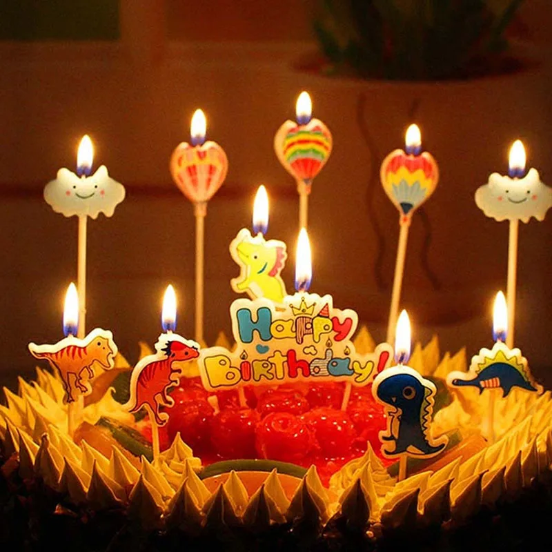 5 детской свечи в форме динозавра необычное ремесло цветная мультяшная свеча на