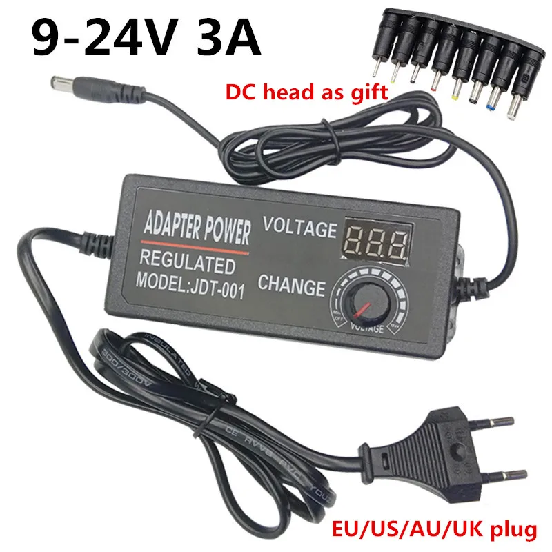 EU/US/UK AU разъем Регулируемый AC к DC 9 V-24 V 3A Универсальный Мощность адаптер питания Экран дисплея регулируется Мощность переключение Зарядное устройство