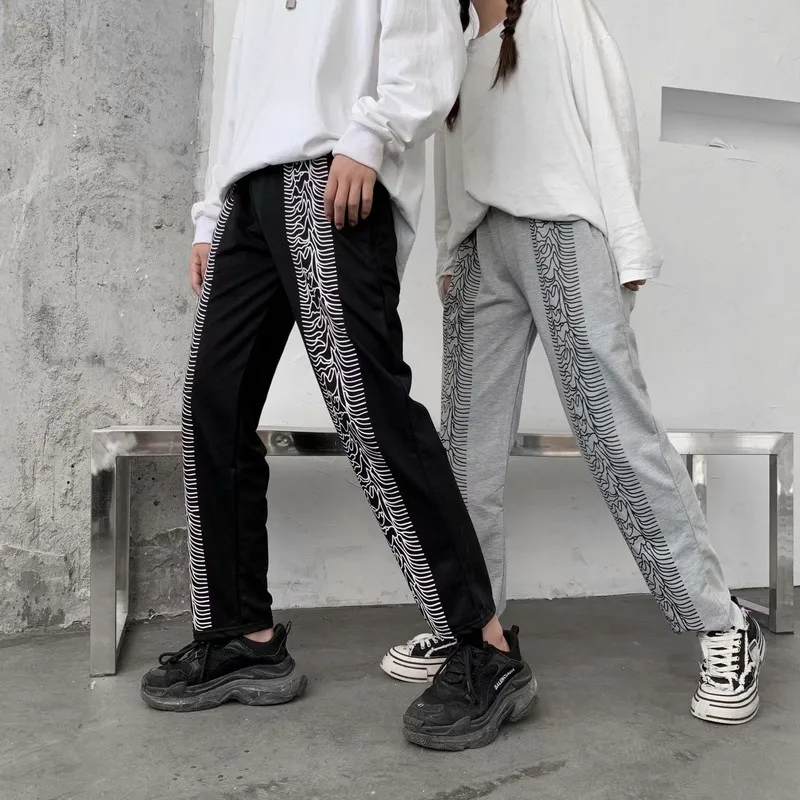 Брюки женские прямые в стиле ретро модные спортивные штаны Корейском уличные