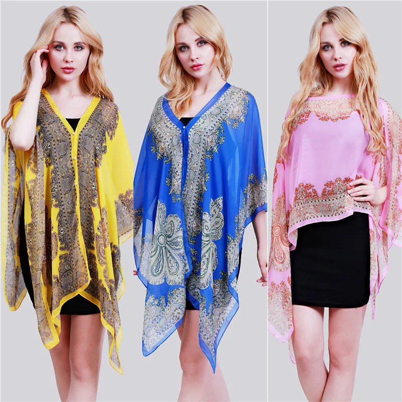 

Fashion Women Scarf Shawl Poncho Printed Sunscreen Scarf Sun Protection Shawl Beach Shawl Bikini Cover Soft Comfortable Hot Sale