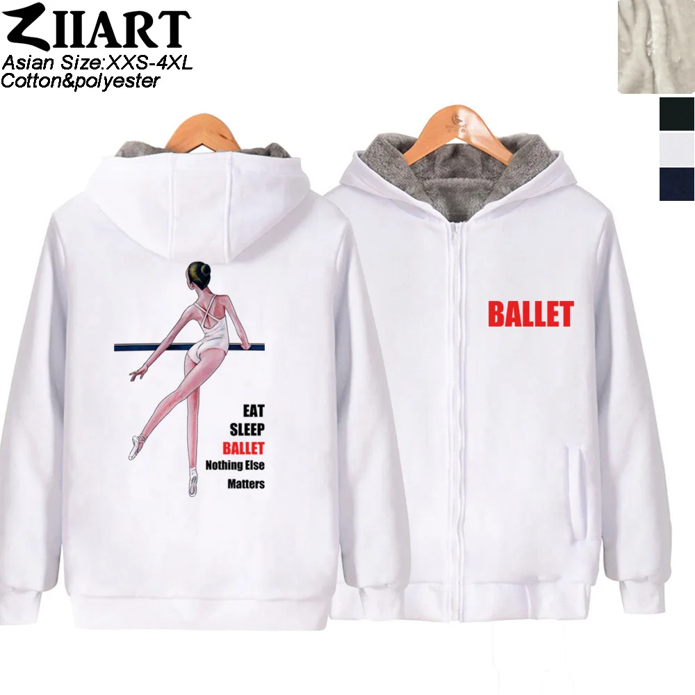 Ballet Elegant Dancer Eat Sleep Ballet Nothing Else Matters Man Boy Parkas Full Zip Coat Plus Velvet Autumn Winter ZIIART