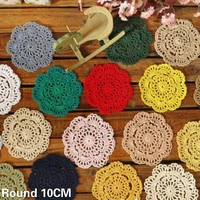 5pcslot round 10cm teacup coaster mat placemat fabric cloth round design crochet doily christmas luxury dining table coasters