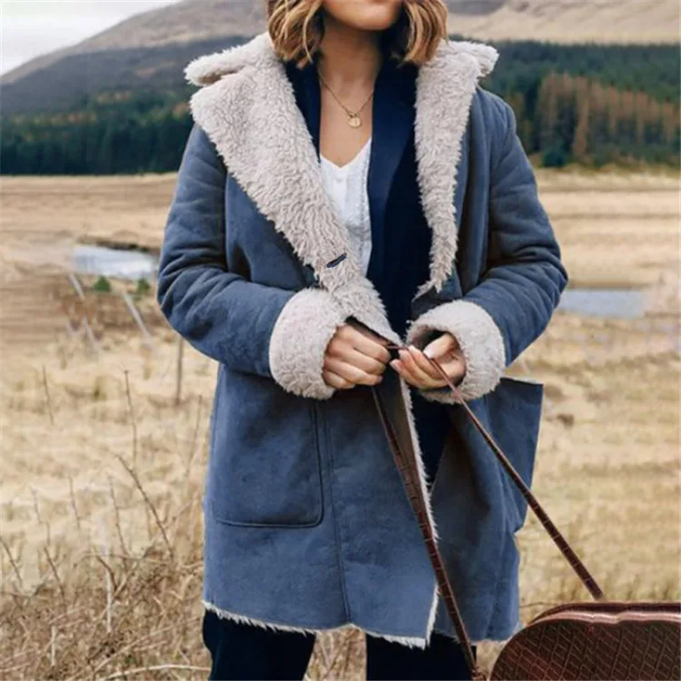 

New Fashion Long Sleeve Plush Jacket Women Winter Coat Ladies Clothes Warm Overcoat
