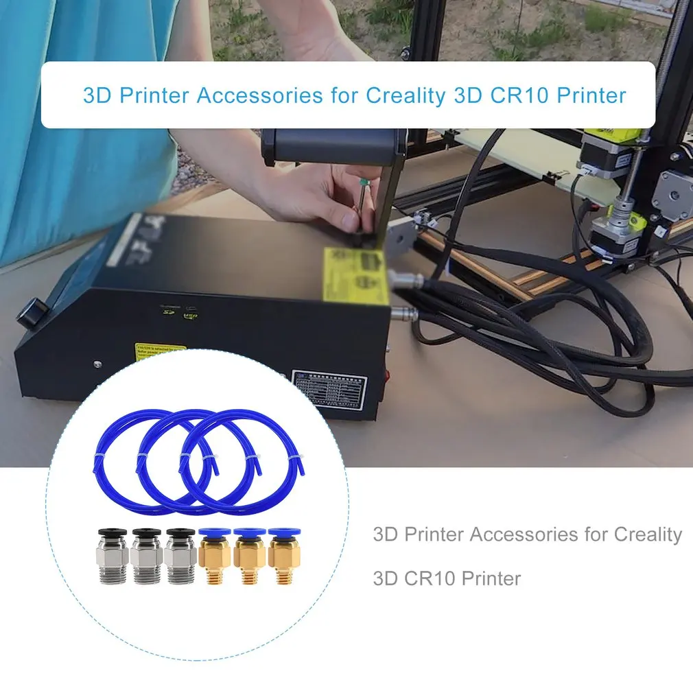 PTFE трубка + 3 PC4-M6 пневматический соединитель PC4-M10 шт 1 м синий для 3D принтера 75 мм