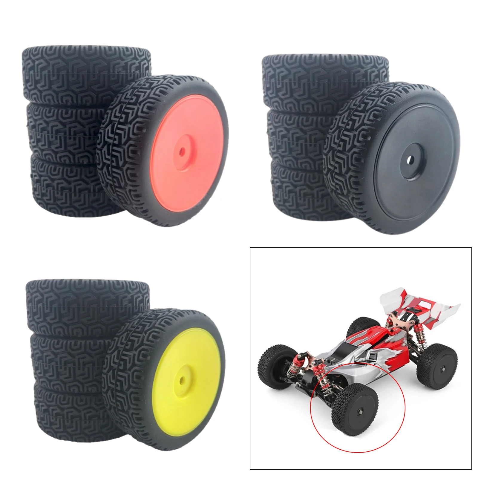 4X RC Резиновые шины для WLtoys 144001 и 1/18 1/16 1/10 багги гусеничный On/Off Road автомобиль