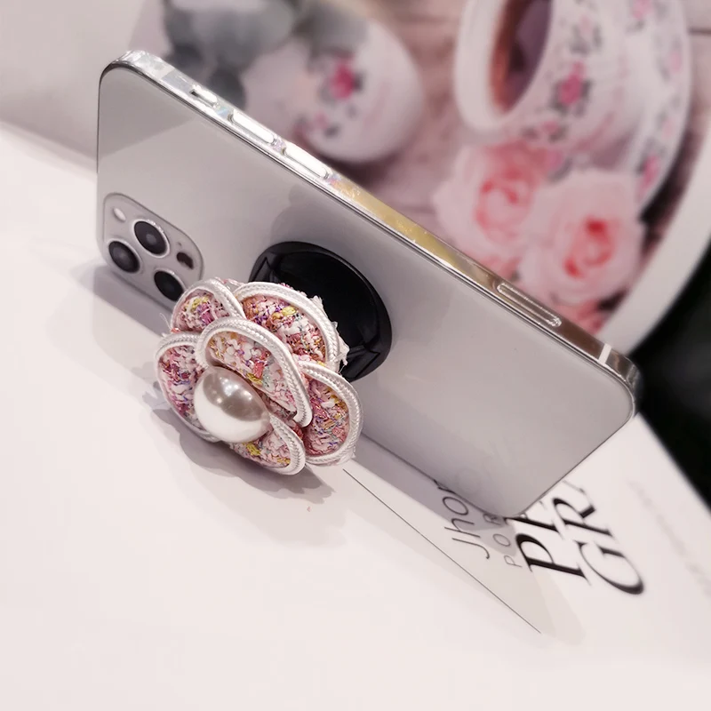 stylish floral mobile phone desktop stand for iphone 8 7 11 12 pro redmi samsung retractable universal mobile phone stand free global shipping