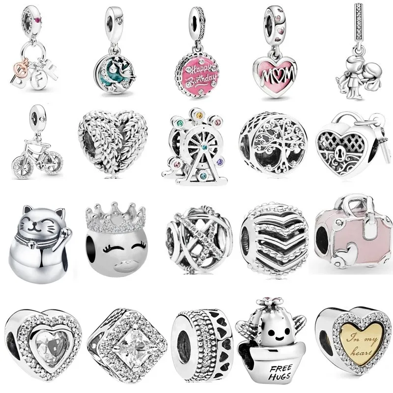 

New Shipping Best Friends Heart Family Mom Key Bead Fit Original Pandora Charms Silver Colour Bracelet Give Women Gift