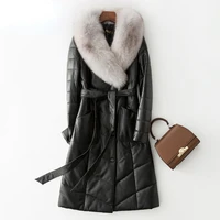 plus size 4xl veste femme parkas genuine leather jacket women 2021 winter real fox fur collar parkas female duck down coats