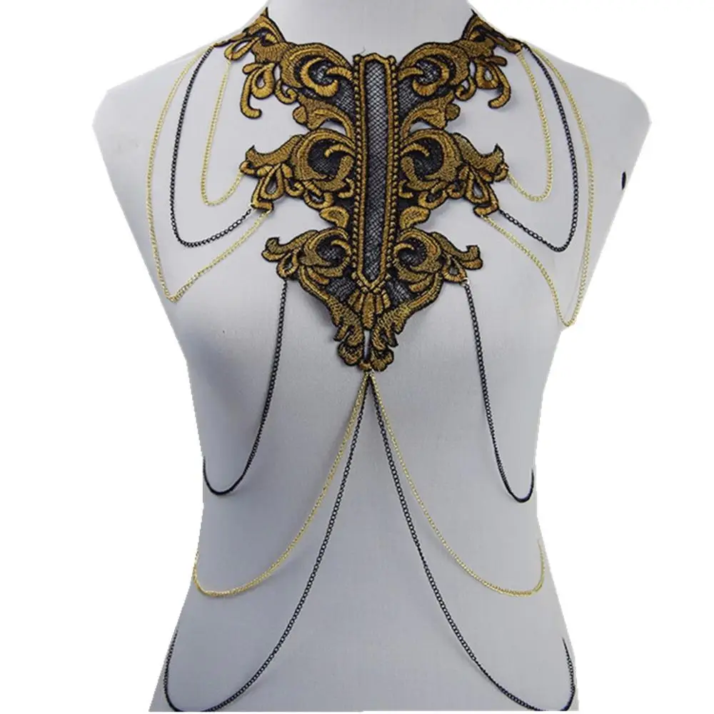 Винтажные пионы и камелии с вышивкой кружевные золотые кисточки цепочка для тела