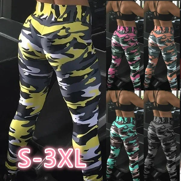 Camouflage Push Up Plus Size Women Yoga Pants Fitness Running Sportwear Gym Leggings Sport High Waist Leggings Tights Female
