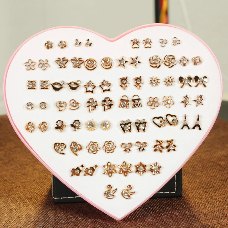 

Luokey Korean Style Colorful Crystal Stud Earrings Set Fashion Wedding Jewelry Gift Female Delicate Ear Piercing Aretes De Mujer