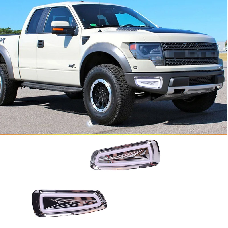 

ECAHAYAKU 1 пара автомобиля светодиодный DRL Дневной светильник для Ford F150 F-150 2009-2014 с желтым сигналом поворота светильник автомобильные аксессуар...
