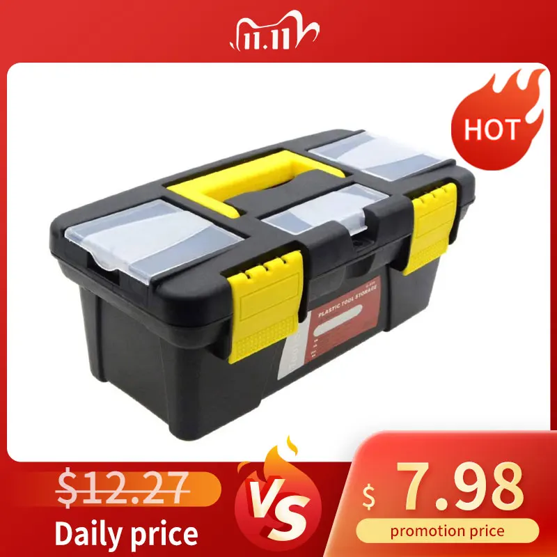 

10-дюймовый портативный ящик для инструментов, 2-Ярусный пластиковый нагрудник для ручных инструментов, чехол с отсеком и вместительным отсе...