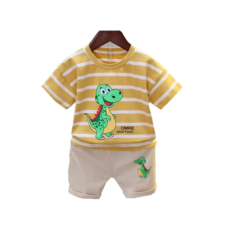 

Baby Summer Fashion Clothing Children Boys Girls Cartoon Striped T Shirt Shorts 2Pcs/sets Kids Infant Clothes Toddler Sportswear