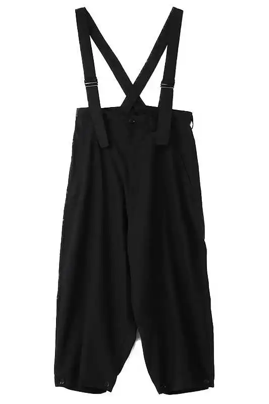 

Black Nine-point Trousers Men Overalls Loose Harem Pants Spring And Autumn New Wild Yamamoto Wind Europe And Korean Bib Pants