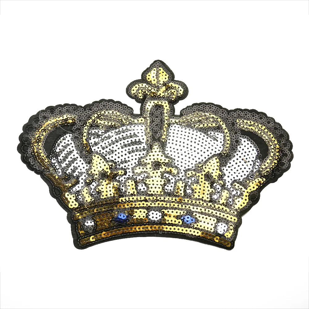 

Золотая Корона, Императорская корона, блестки, аппликация, ручная вышивка, украшение для шитья, «сделай сам», Детская футболка, пальто