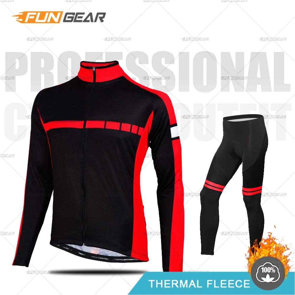 NORMAL SET Зимняя одежда для велоспорта, теплая одежда, Ropa Ciclismo Invierno, комплект из джерси с длинными рукавами для верховой езды, теплая флисовая форма, комплект со штанами - Цвет: NORMAL SET