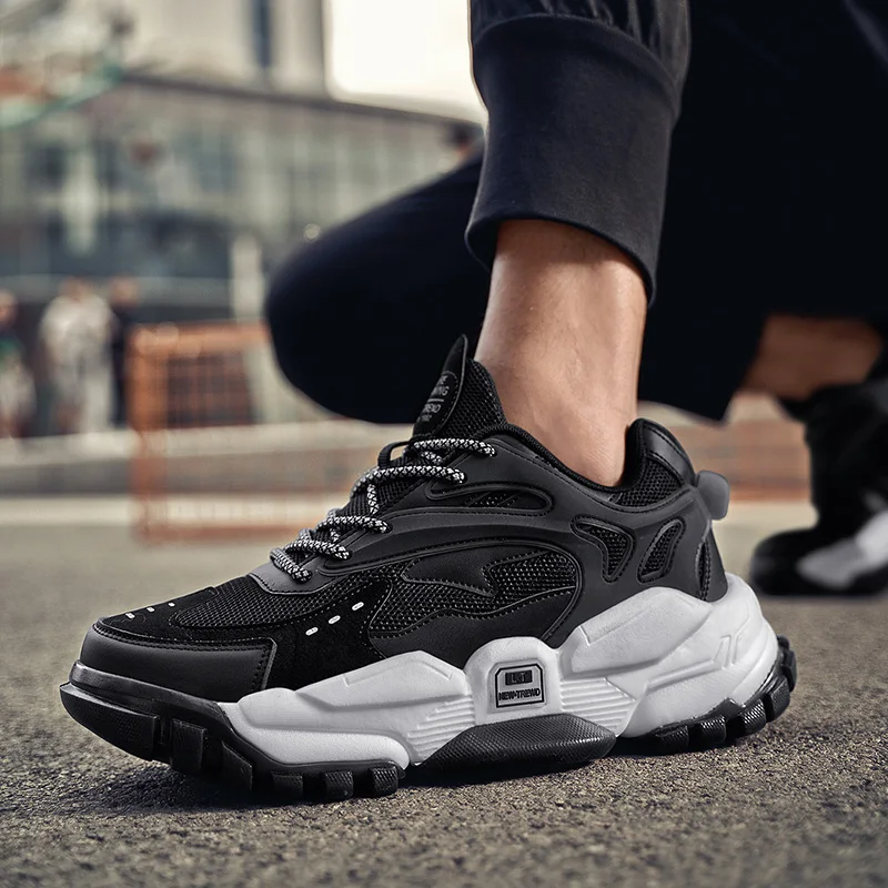 

2021 spring new tank bottom popcorn old shoes Korean version of mesh thick bottom men's outdoor sports shoes