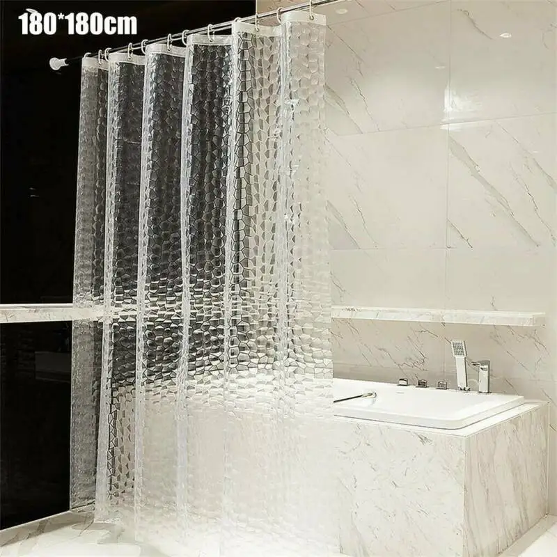 

3D Water Cube Printed Bathroom Shower Curtain Waterproof with Hooks Home Decor