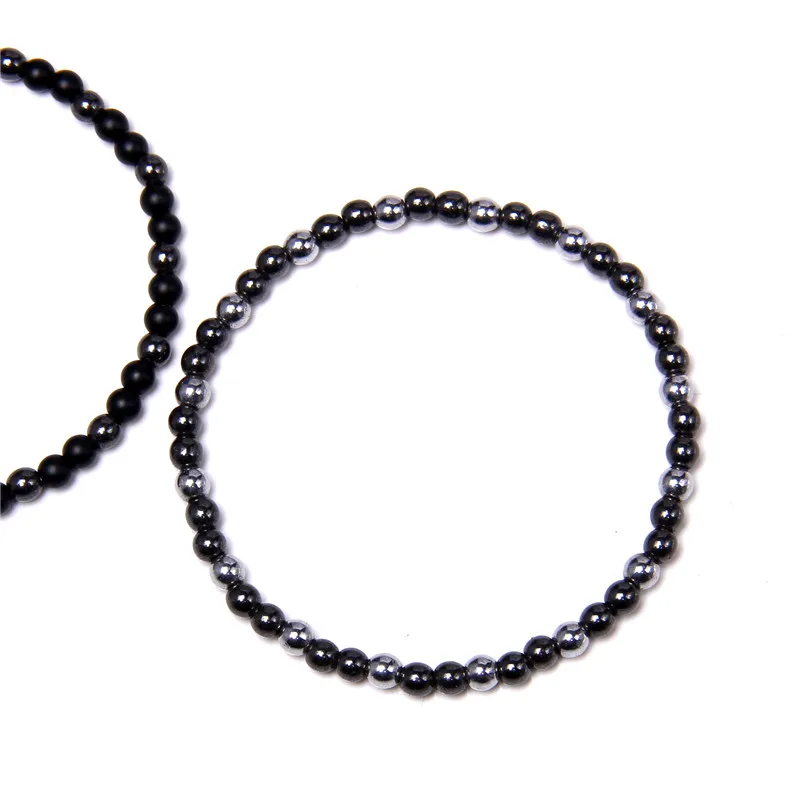 

Vinatge Elastic Jewelry Facet Hematite Spacer Beads Bracelets Men 6 mm Small Silver Color Round Stone Charm Bangle Women Pulsera