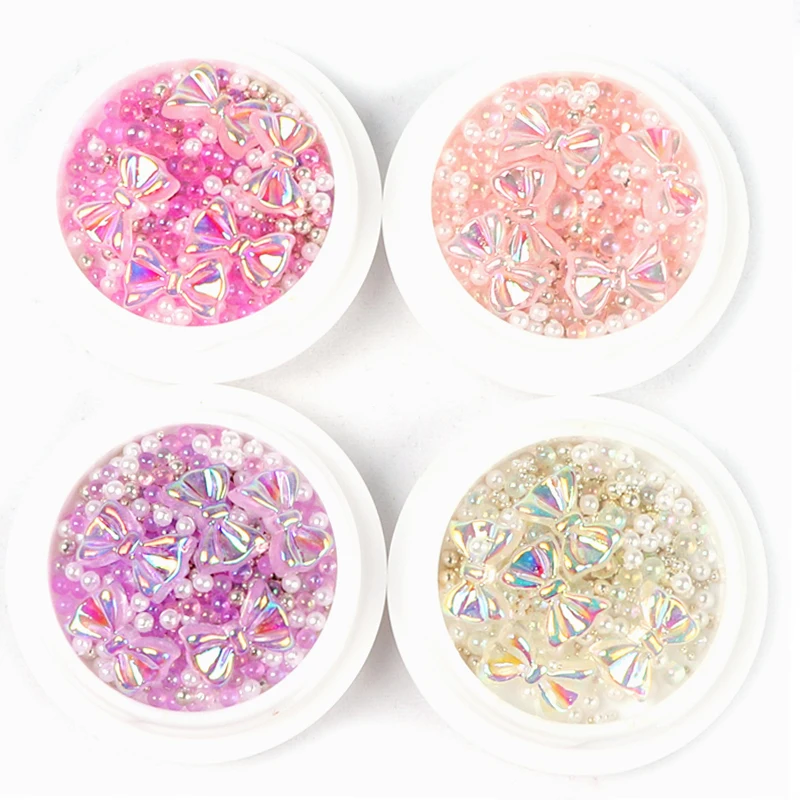 

4 шт./компл. Аврора Смола Лук-узел Аксессуары для дизайна ногтей популярный дизайн милые материалы для ногтей модные ногти 3D украшения для но...