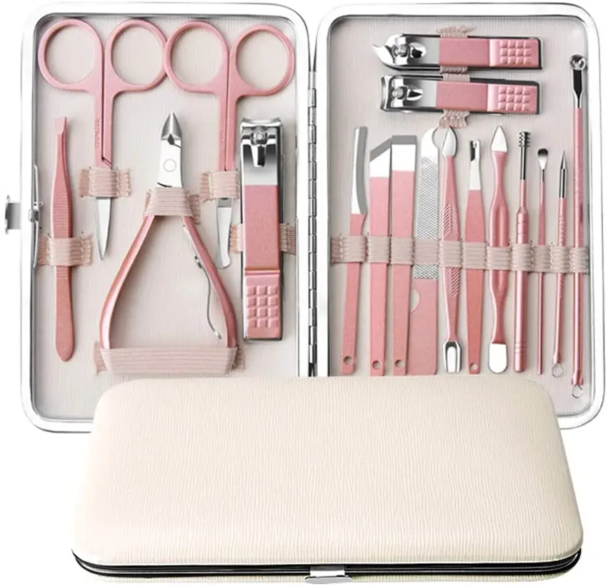 

18pcs Nail Clipper Pedicure Manicure Set Stainless Steel Skin Cuticle Remover Scissor Pusher Tweezer Nail File Nail Cutter Set