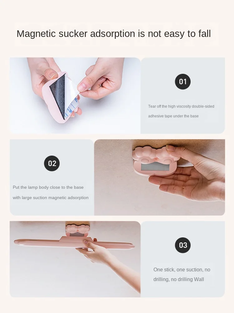 

LED Night Light Dormitory Bed Reading and Reading Bed Light Magnet Adsorption Small Light Wireless Punch-Free christmas outdoor