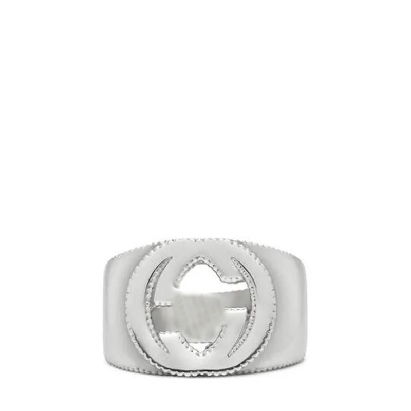 

S925 pure silver 1:1 retro fashion charm letters wide-brimmed big G ring jewelry