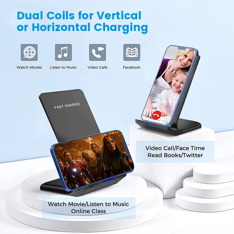 30w qi wireless charger stand fast charging dock station for iphone 13 12 11 pro x xs max xr samsung s20 s10 xiaomi phone holder free global shipping