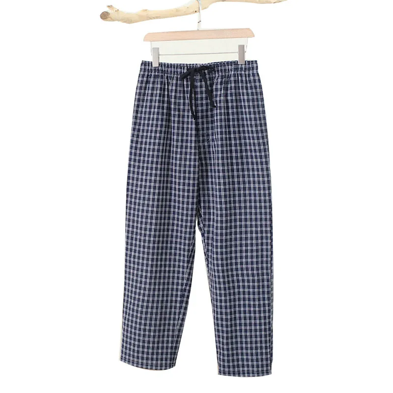 

100KG Large Size Loose Cotton Plaid Sleep Bottoms Men's Sleep Pants Spring Autumn Sleepwear Long Homewear Male Casual Trousers