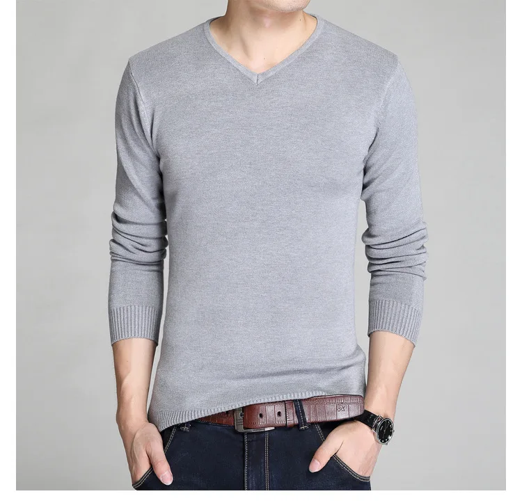 HEFLASHOR свитер Повседневный пуловер с v образным вырезом Мужская Осенняя тонкая