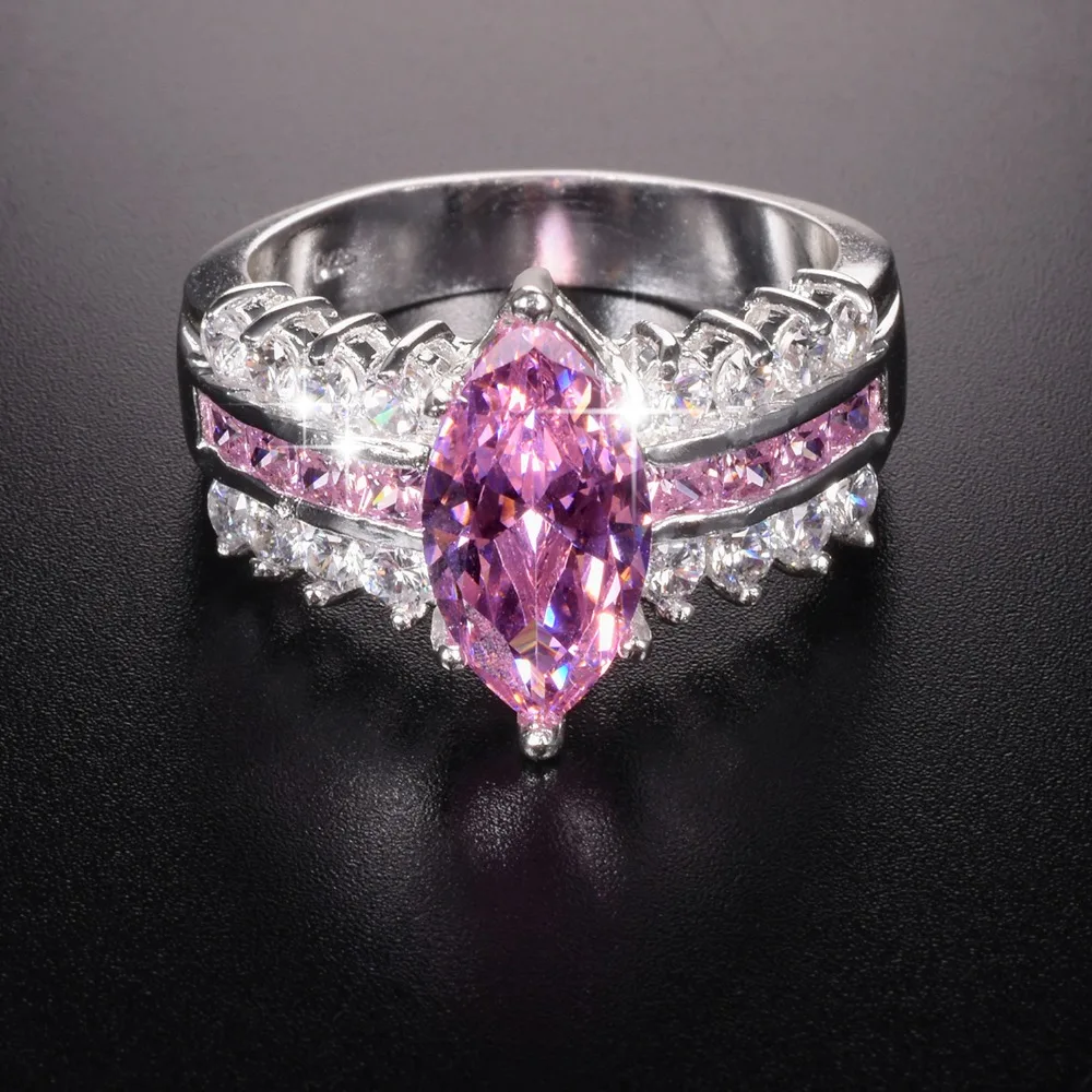 Большая распродажа роскошное розовое свадебное кольцо с маркизой 3 карата