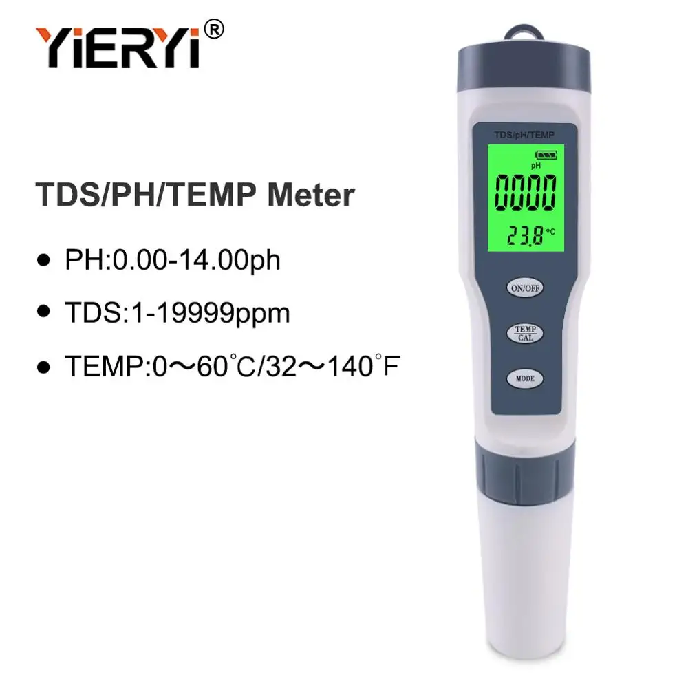 TPH01138A TDS рН-метр PH/TDS/EC/измеритель температуры Цифровой Измеритель Качества Воды Тестер для бассейнов, питьевой воды, аквариумов - Цвет: TPH01138A