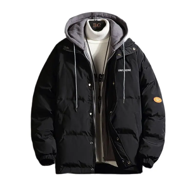 Winter Cotton Jacket parks Men Fake Two-piece  Winter Pink Clothes Deep High Quality Couples With Hood Coat To Keep Warm Fashion