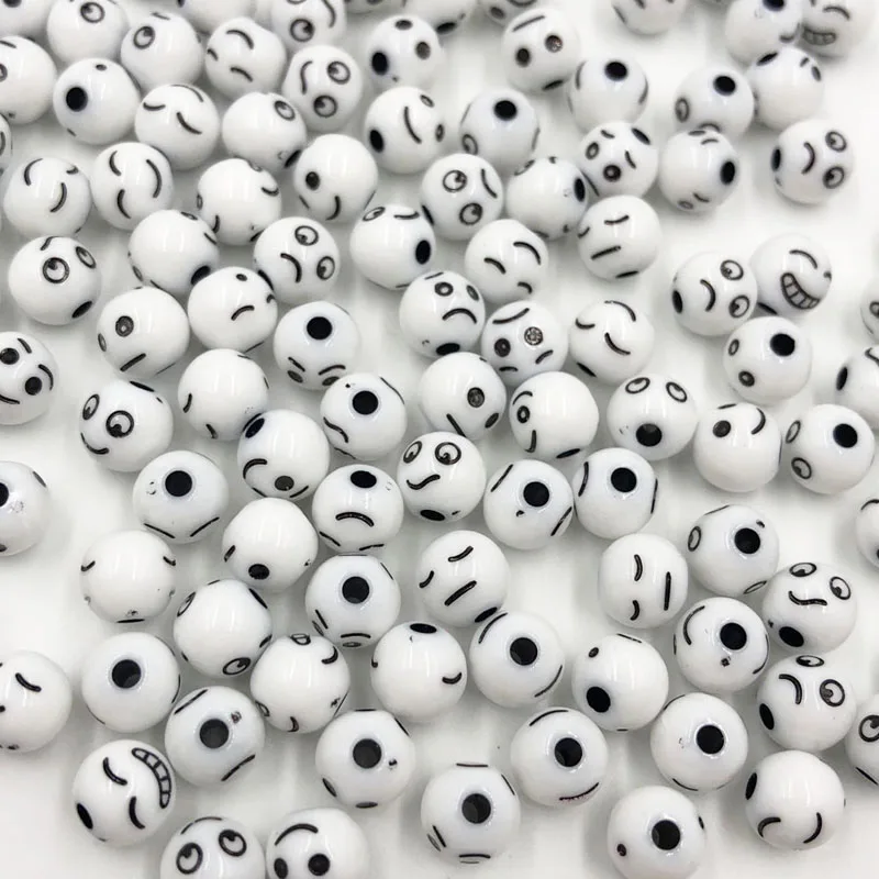 20pcs 8mm White Smile Acrylic Cube Round Style Letter Alphabet Beads spacer | Дом и сад