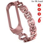 Браслет из нержавеющей стали для Xiaomi Mi Band 3 4 5 6, металлический женский модный браслет для Mi Band 6 4 3 5