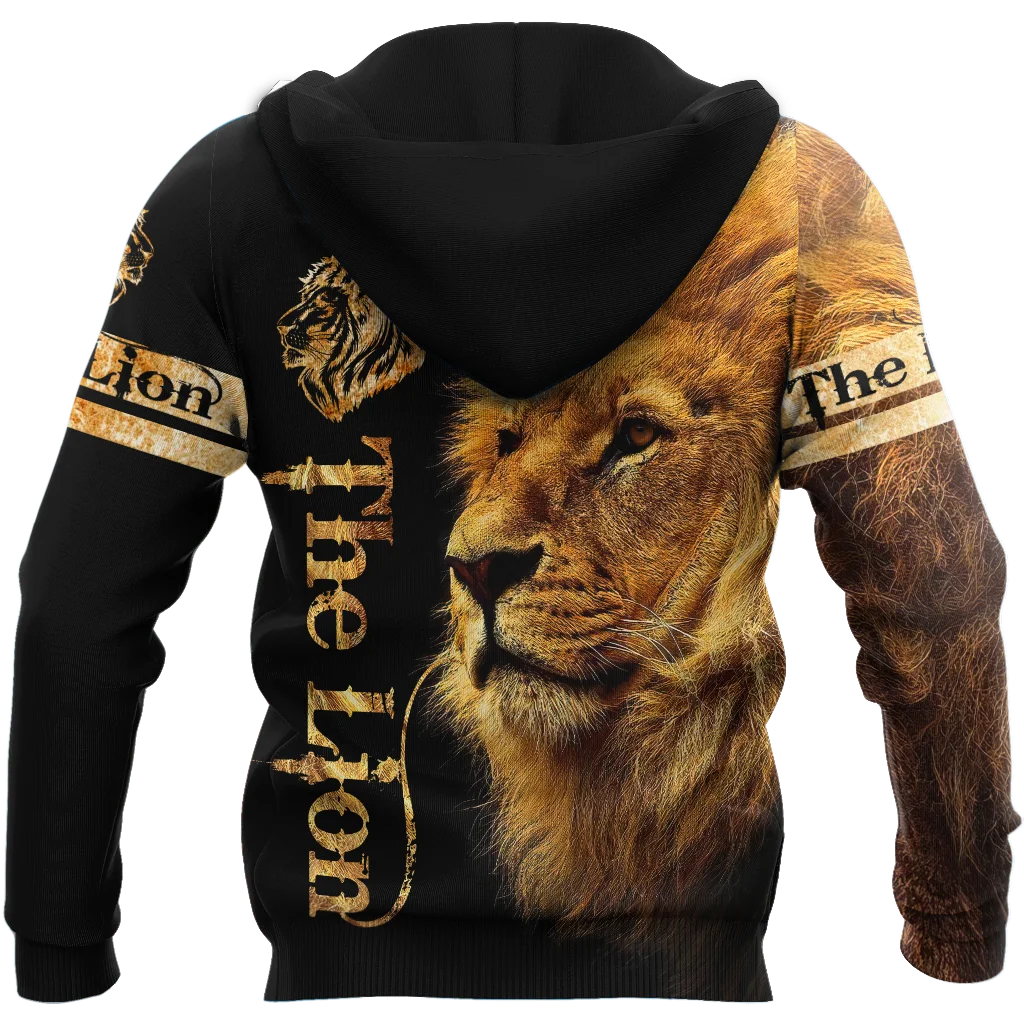 Толстовка мужская с 3D-принтом льва Повседневный пуловер на молнии уличная одежда