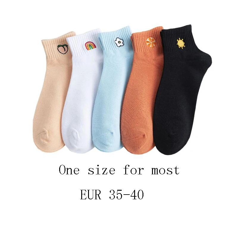 

High Quality Cute Elegant Lovely Funny Cartoon Sweet Harajuku Cotton Women Socks Rainbow Character Casual Short Socks Hot