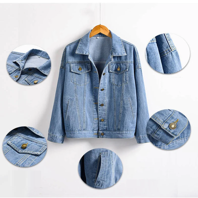 

Denim Jackets Women's Blue Coat 2020 Autumn Denim Jackets for Women Jeans Single Breasted Denim Coats Female Feminine Clothing
