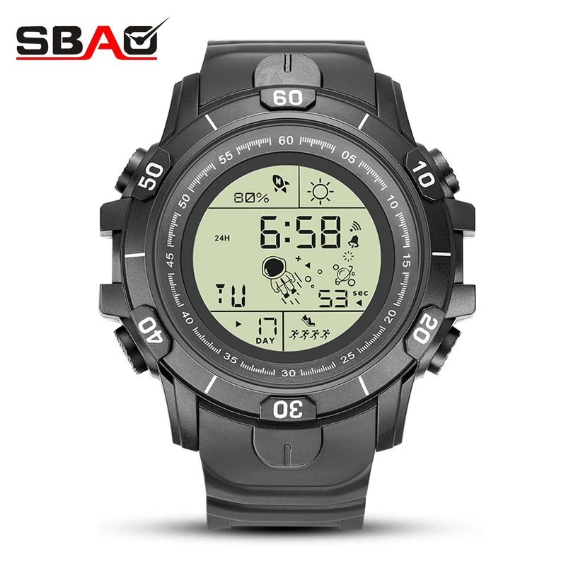 SBAO 30m Waterproof Dual Display Analog LED Electronic Quartz Watch Military Men's Sports Electronic Watch men's watch