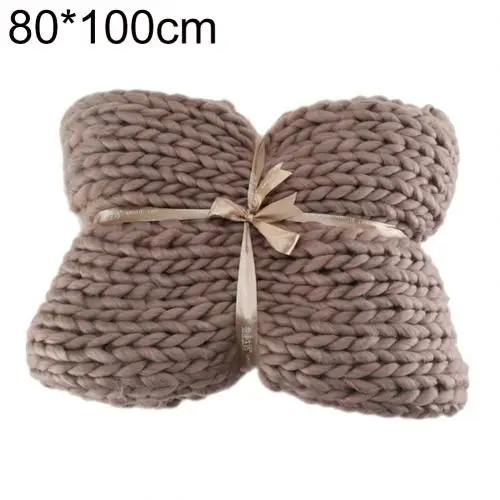 Khaki 60*60/80*100 одеяло ручной вязки толстое объемное трикотажное одеяло из пряжи мягкое теплое покрывало для сна одеяло s товары для дома - Цвет: Khaki