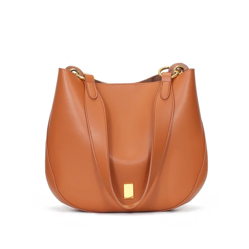

2021 Fashion Soft Genuine Leather Women Bucket Tote Bag