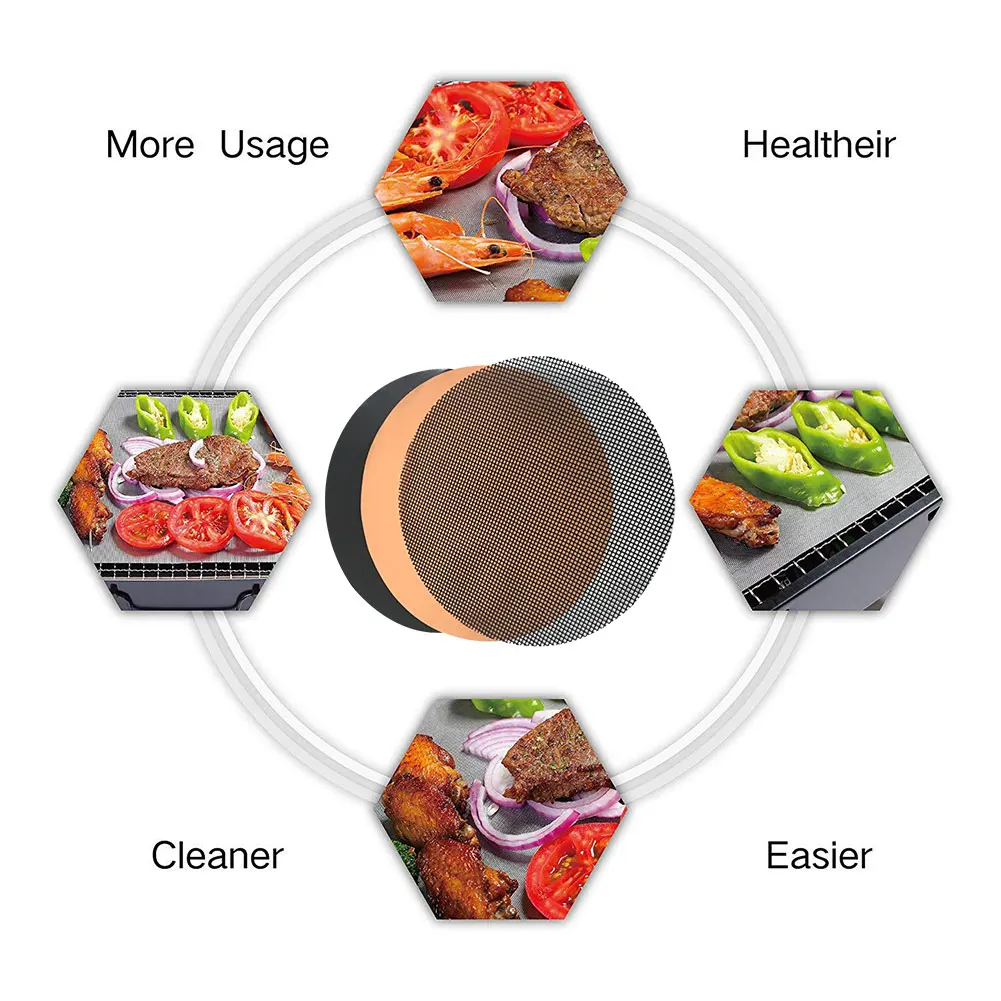 

Hot sale non-stick barbecue grill mesh mat reusable heat-resistant grill grill mesh mat kitchen cooking barbecue mat liner