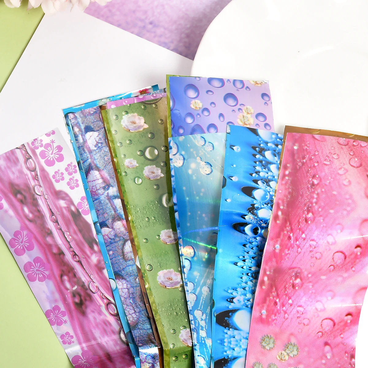 16 шт. наклейки из фольги для украшения ногтей 3D-Слайдер с каплями воды