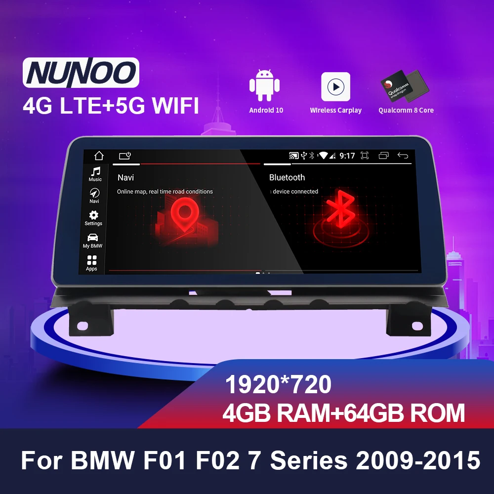 

Nunoo 10.25" 12.3" Car Radio Multimedia For BMW F01 F02 7 Series CIC NBT 2009-2015 Qualcomm 8 Core 4+64GB