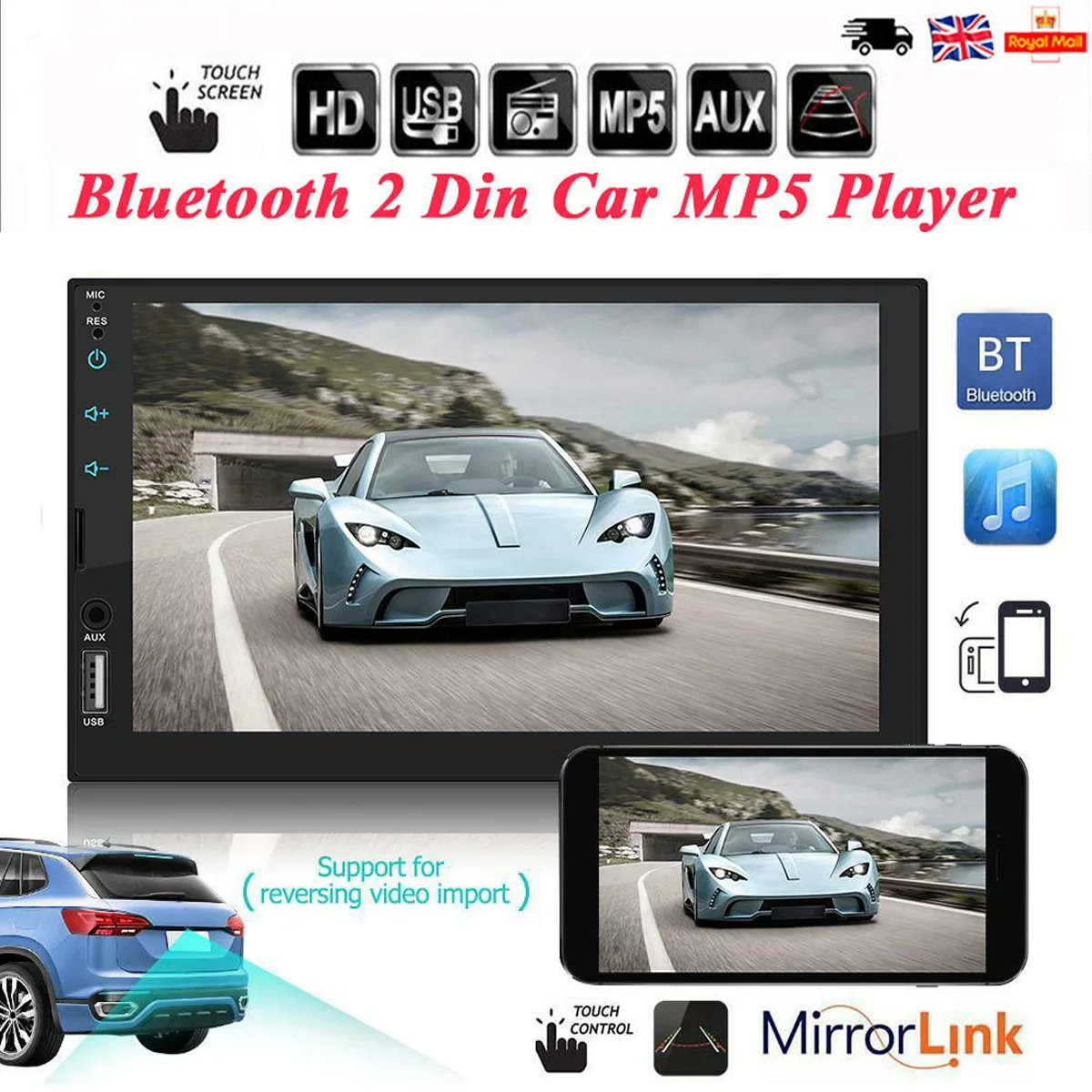 7-дюймовый автомобильный радиоприемник HD двойной Din Bluetooth mp5-плеер FM-радио USB AUX