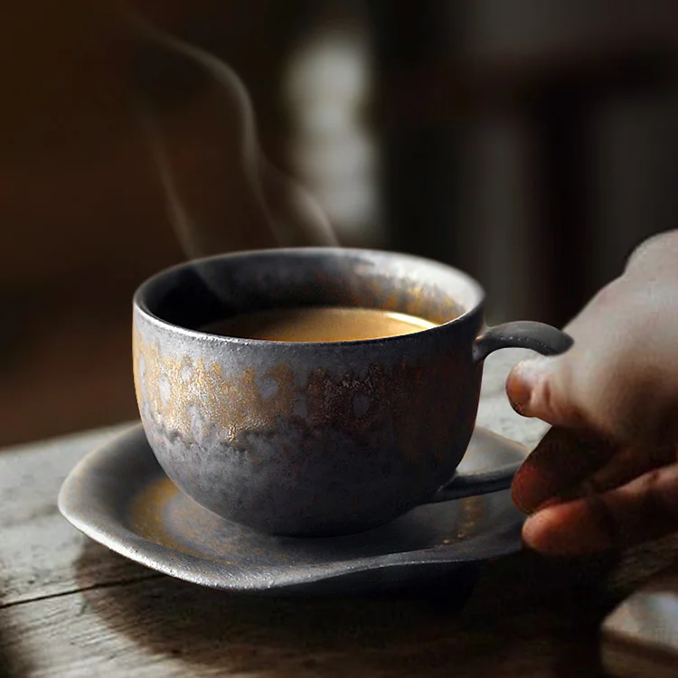 

Кофейная чашка в японском стиле ретро, домашняя чашка для завтрака ручной работы, молока, черного цвета, кофейная чашка для офиса, таза, кафе,...