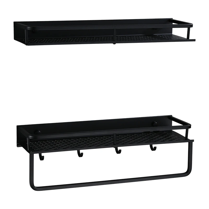 

Bathroom Shelf Black Aluminum Hollow Out Wall-Mounted Square Shampoo Shelf Shelf Storage Rack Organizer Rack
