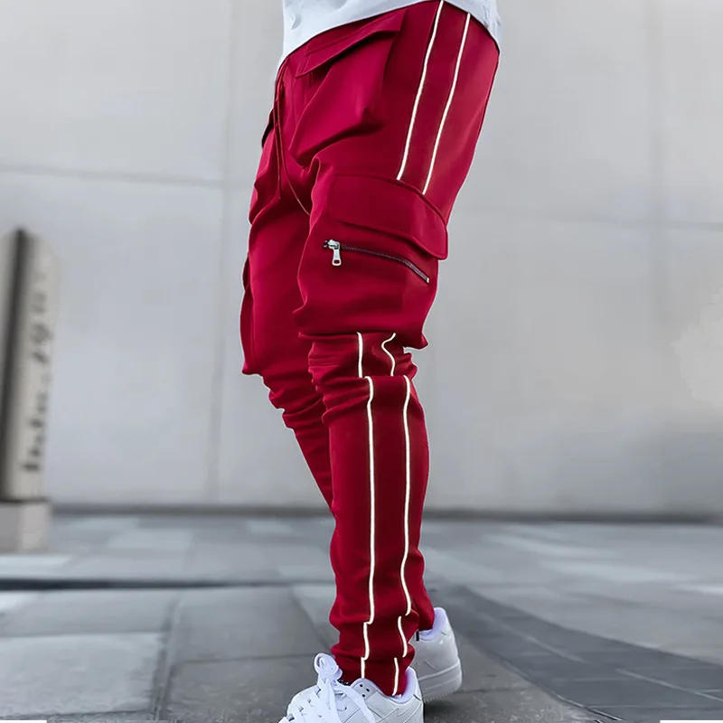 

Cargo Pants Men's Skinny Pencil Pants with Multiple Pockets Outdoor Sports Fitness Male Jogging Pants Training Gym Slim Pants