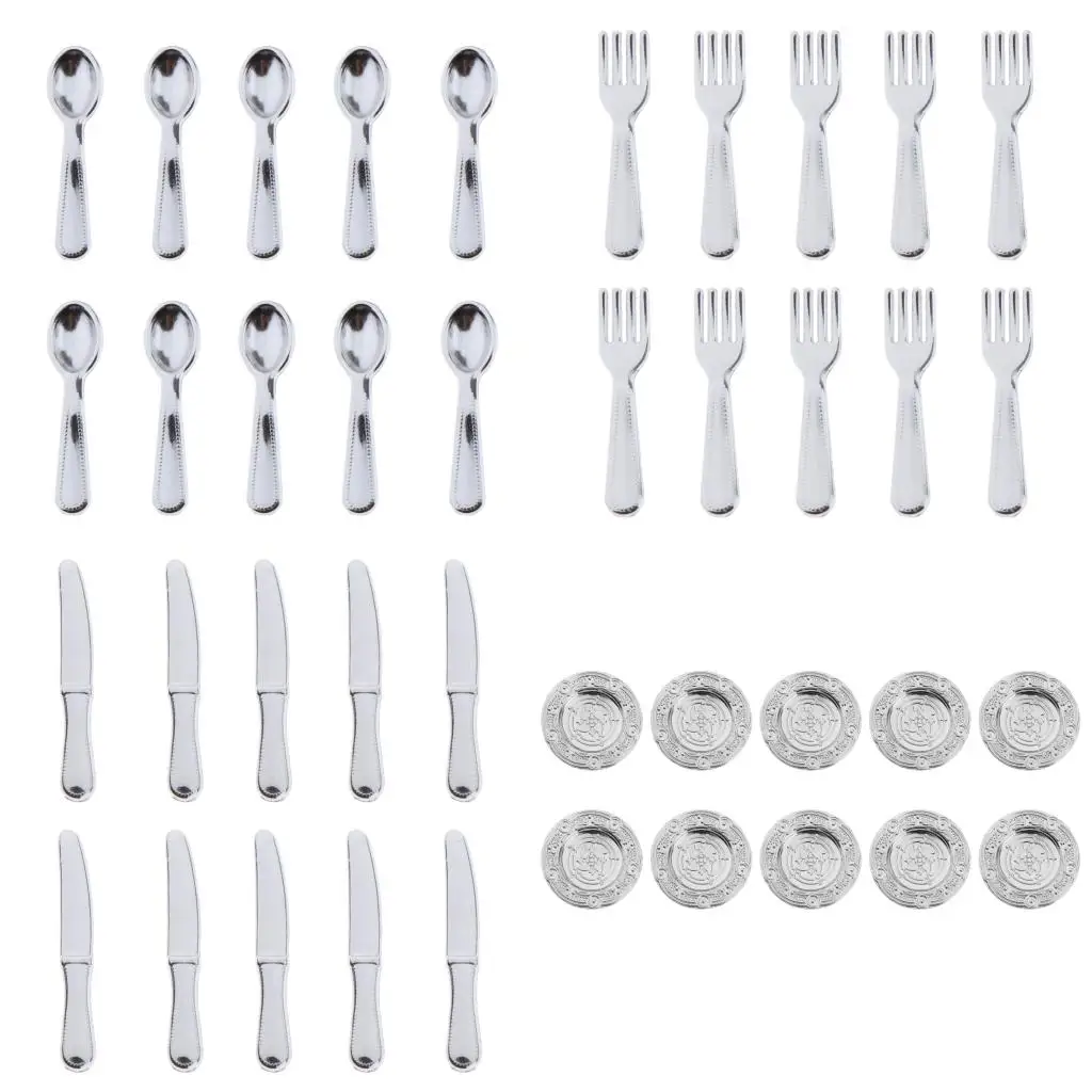 

Кукольный домик миниатюрная посуда столовые приборы серебро Детские ролевые игры игрушки подарки